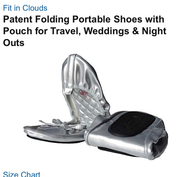 Fit in Clouds Foldable Silver Patent Ballet Flats w Matching Pouch XLG NWT - Picture 5 of 15